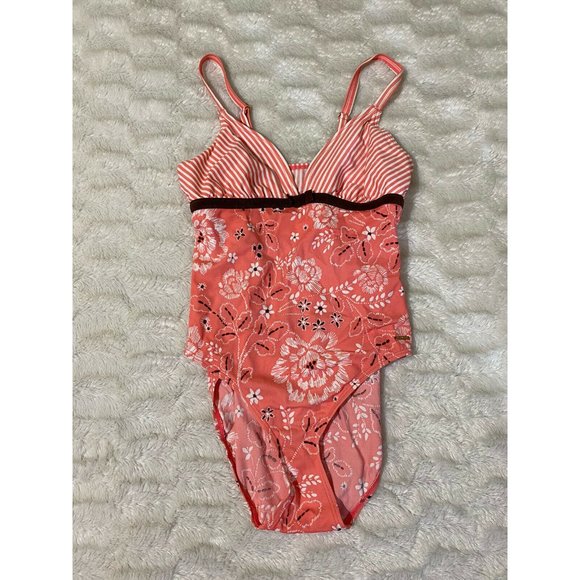 Liz Claiborne Women's One Piece Size 8 Pink Orange Swimsuit swimwear - Picture 1 of 7